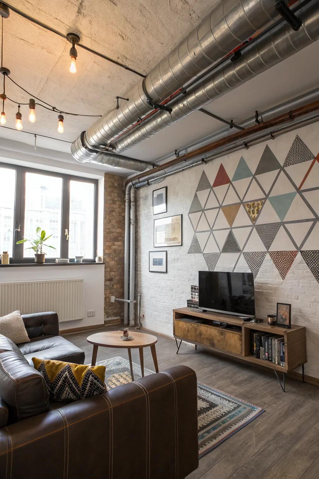 Artistic pipes serving as decorative elements.