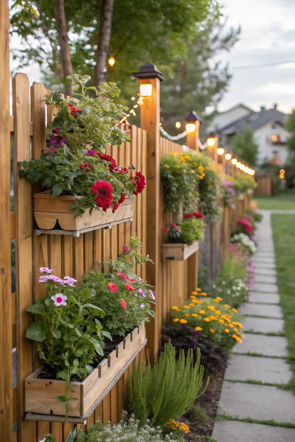 An upright garden fence lifts nature to soaring heights.
