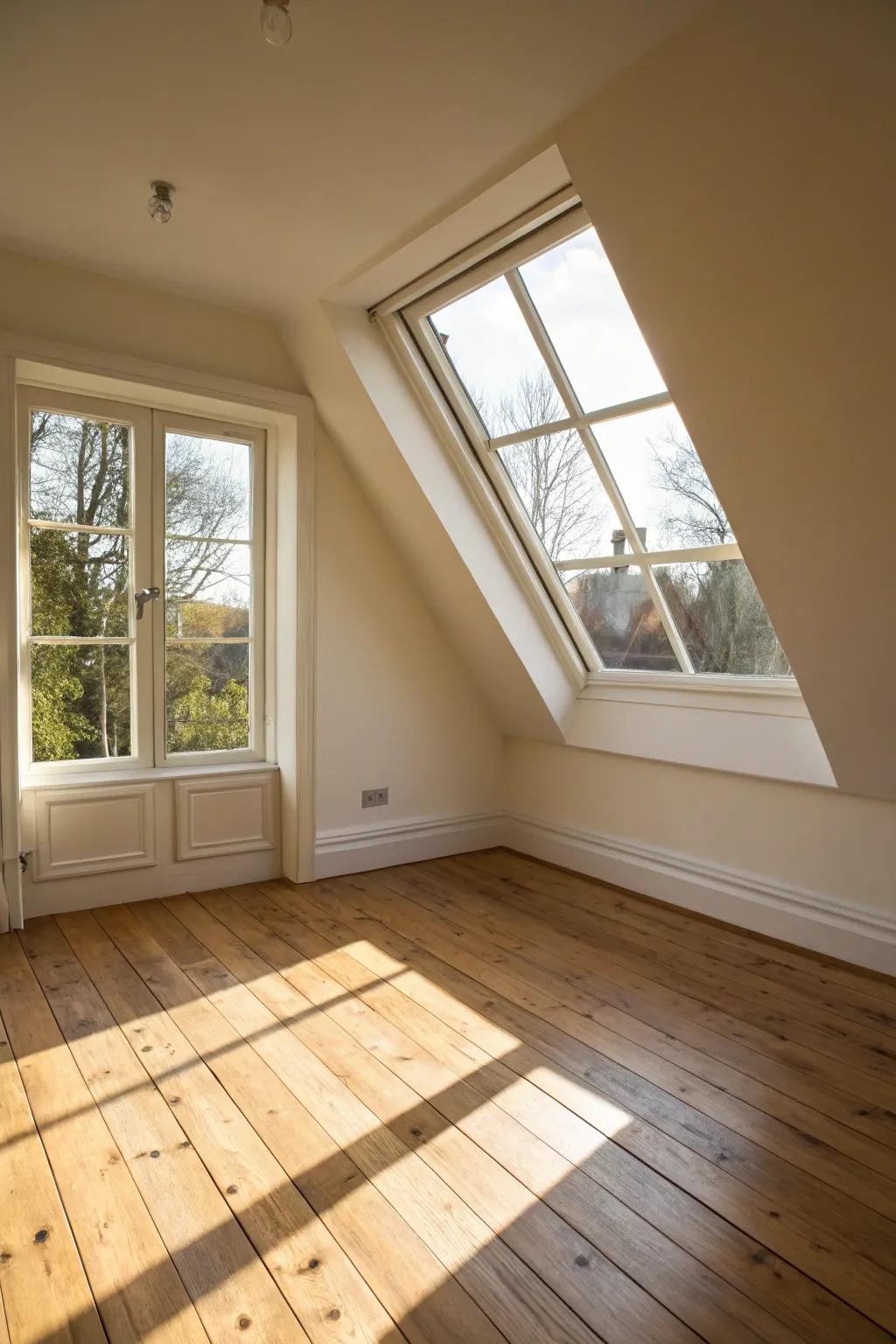 Unobstructed light turns the area into a bright, radiant sanctuary.