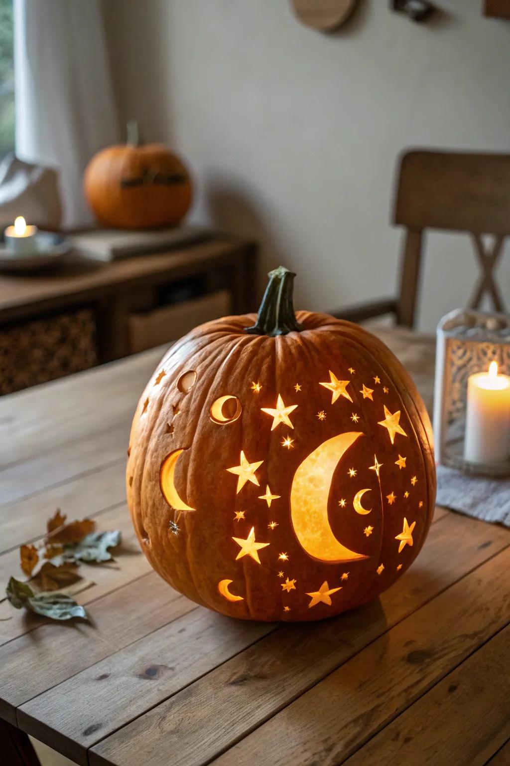 Celestial carvings that bring a sprinkle of magic to Halloween.