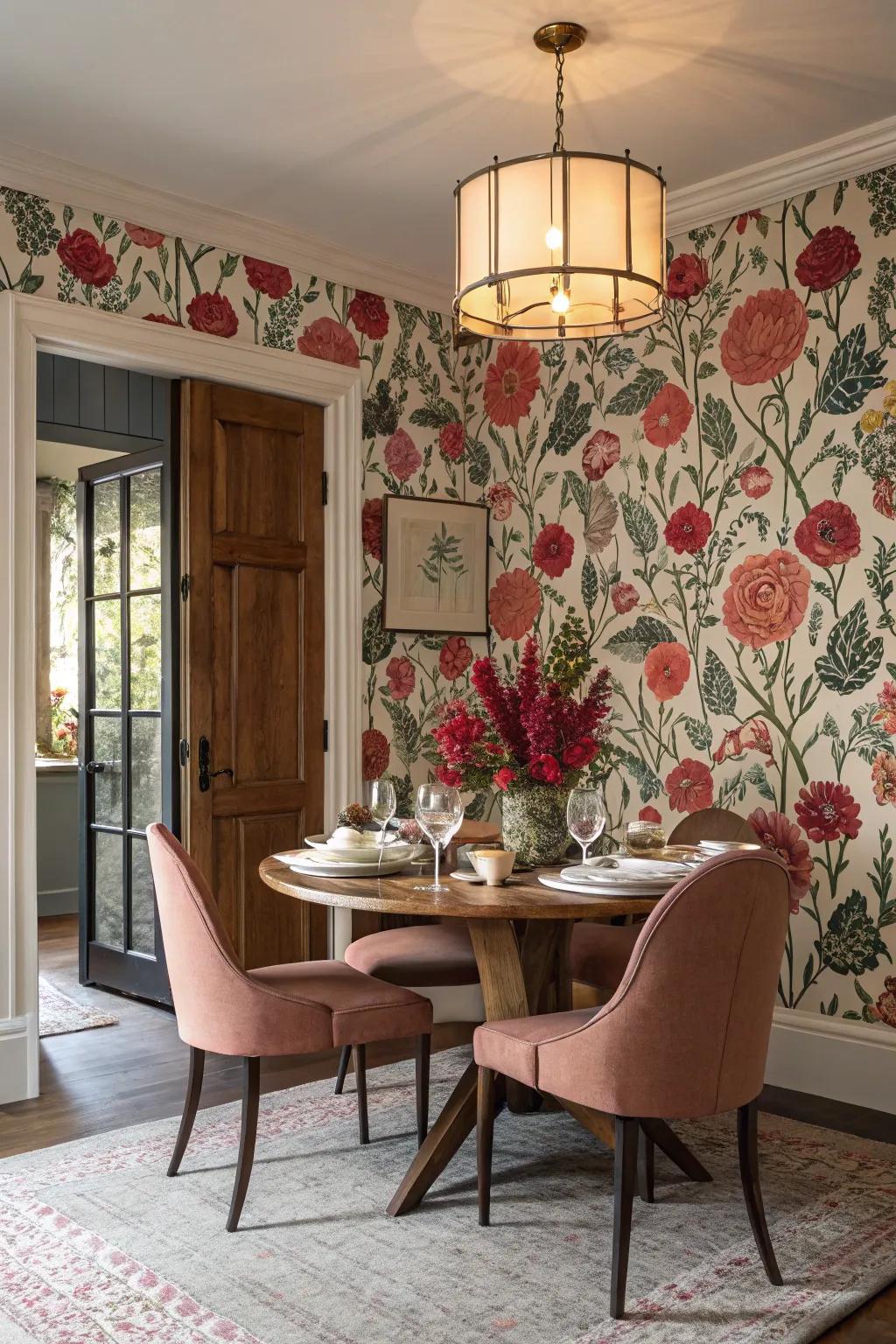Wallpaper is an exciting way to introduce bold patterns and colors.