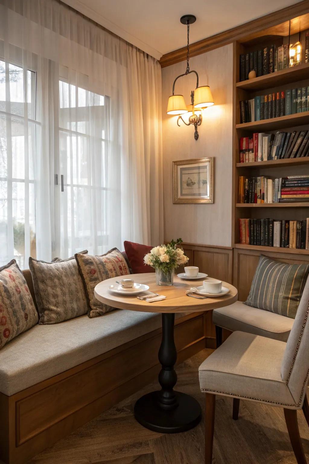 A delightful alcove delivering a snug dining experience within a smaller footprint.
