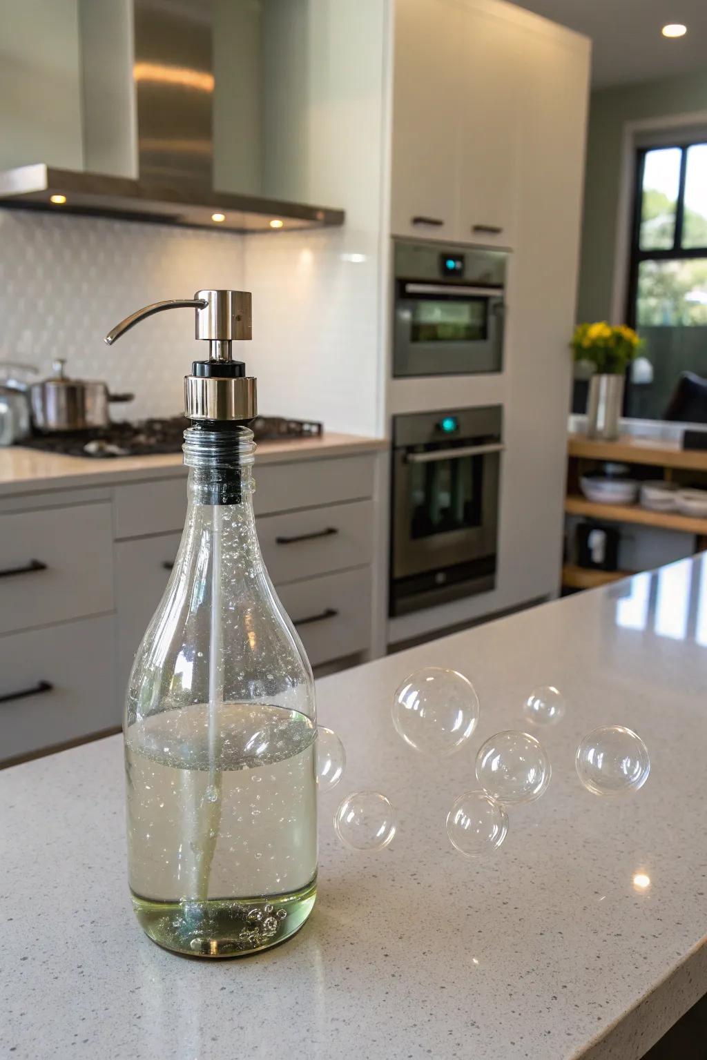 Reimagining grape juice bottles introduces a personal element to your cooking space.