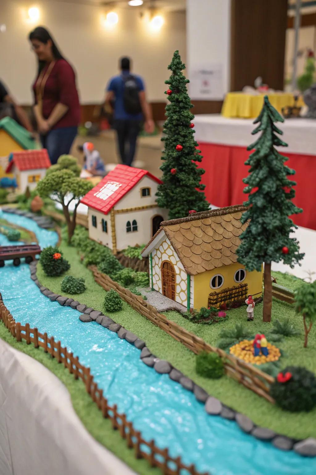 A captivating village panorama for your Golu display.