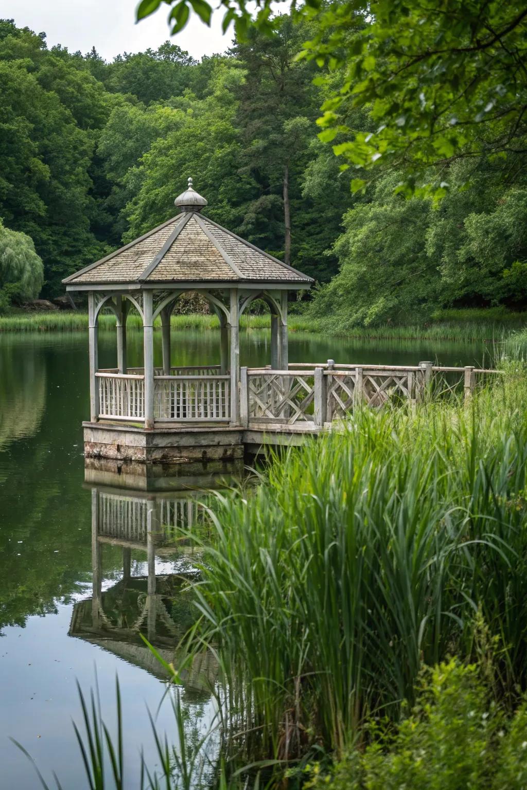 A floating gazebo delivers a unique and peaceful aquatic adventure.