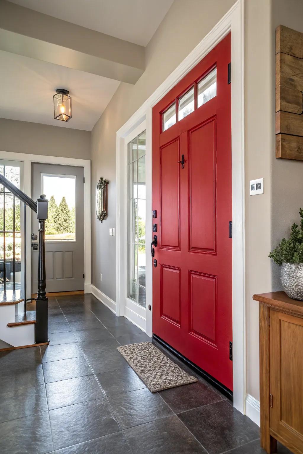Any area can be brightened by a vibrant scarlet door.