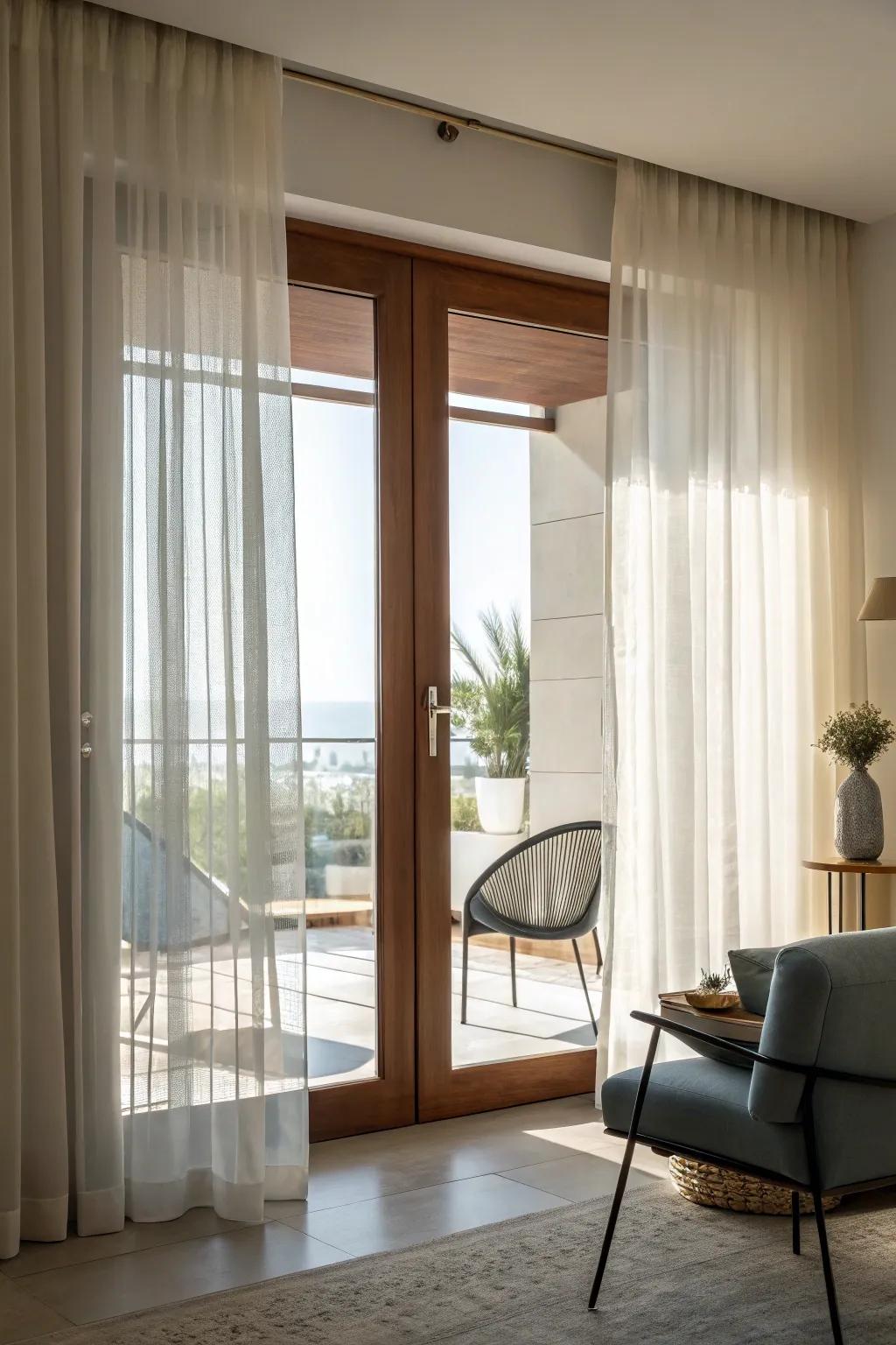 Modulate light while maintaining bright spaces with sheer curtains.
