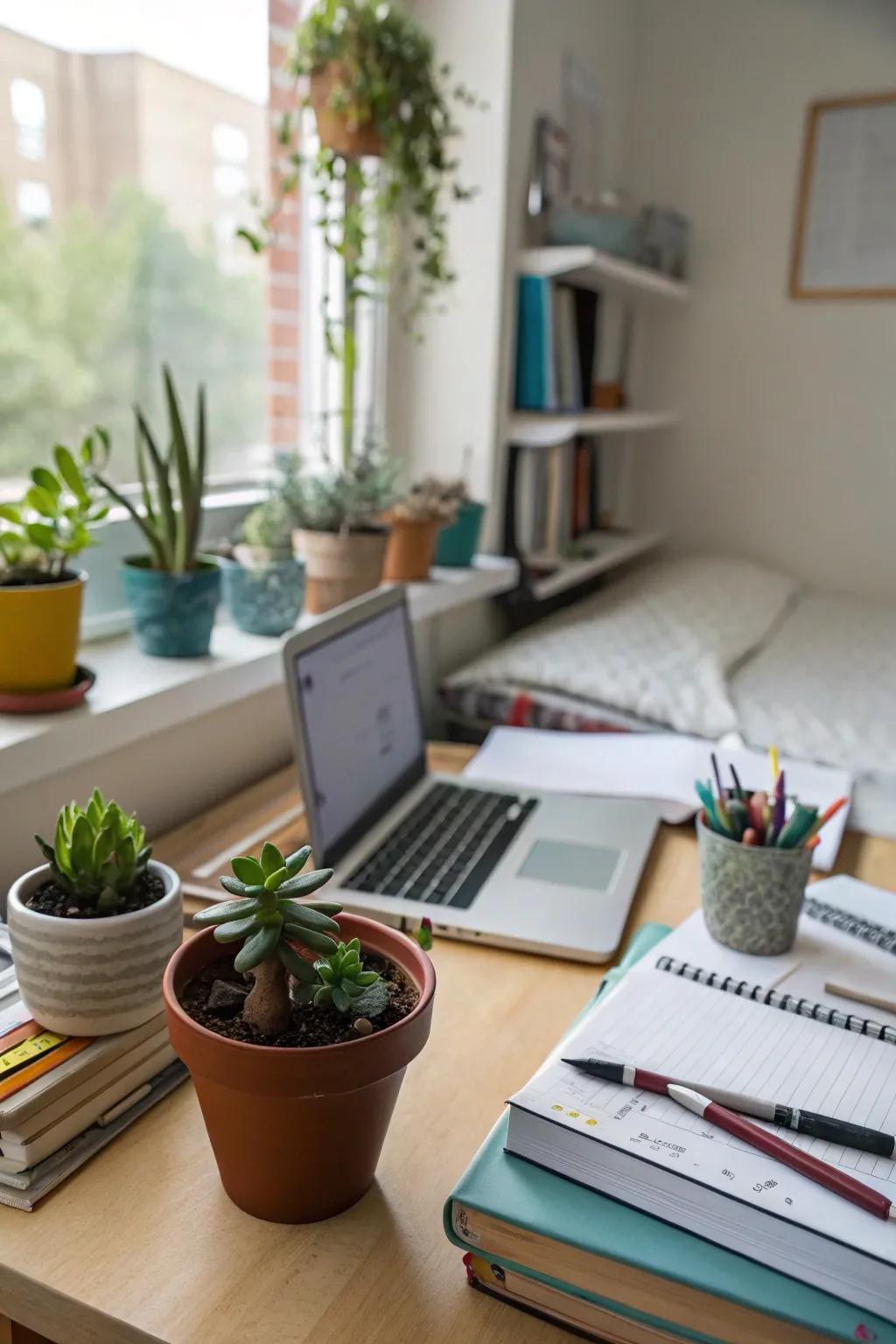 Even a small plant can liven up your dorm.