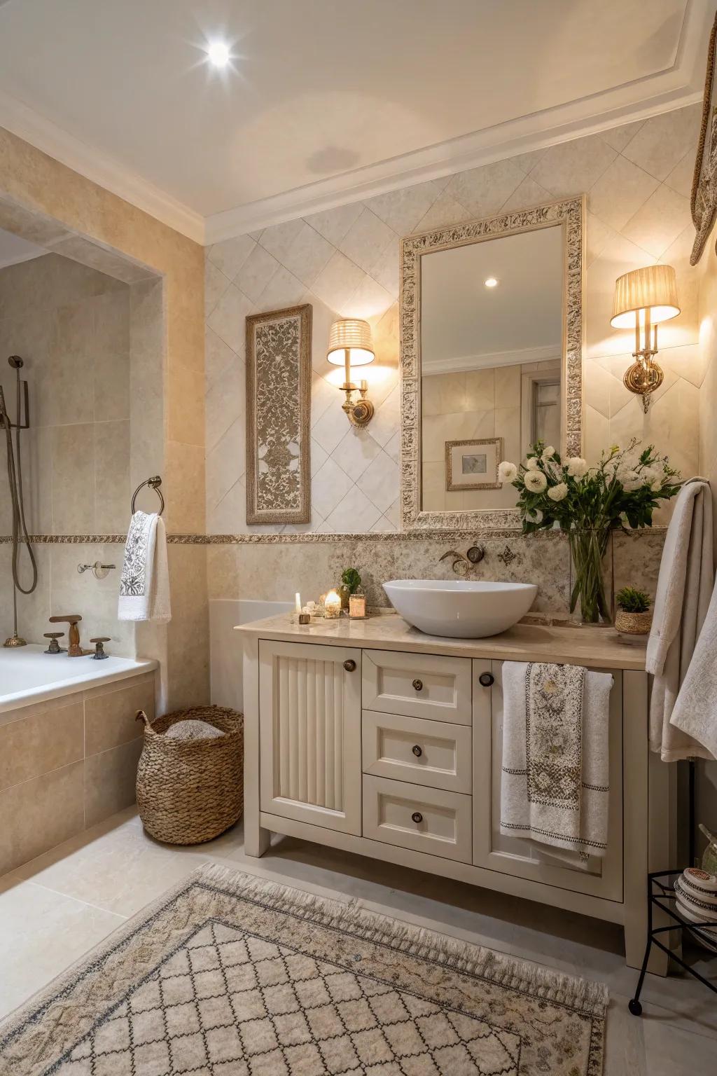 Muted shades bring sophistication and peace to your bathroom.