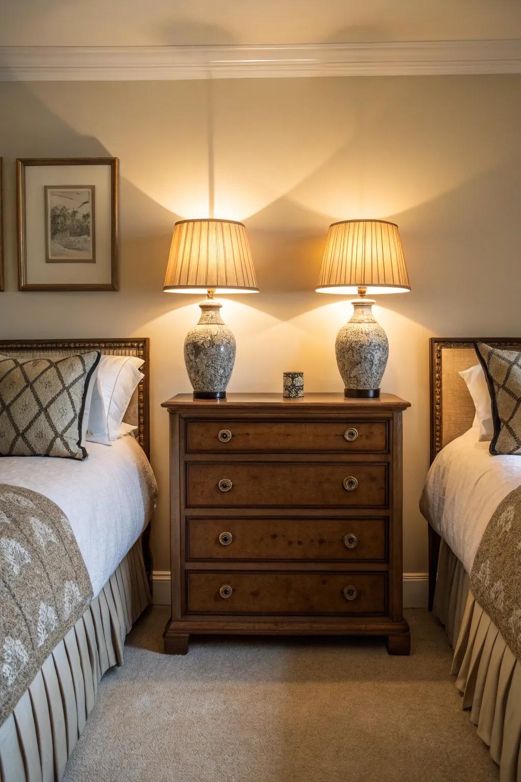 Symmetrical styling gives a balanced feel to your space.