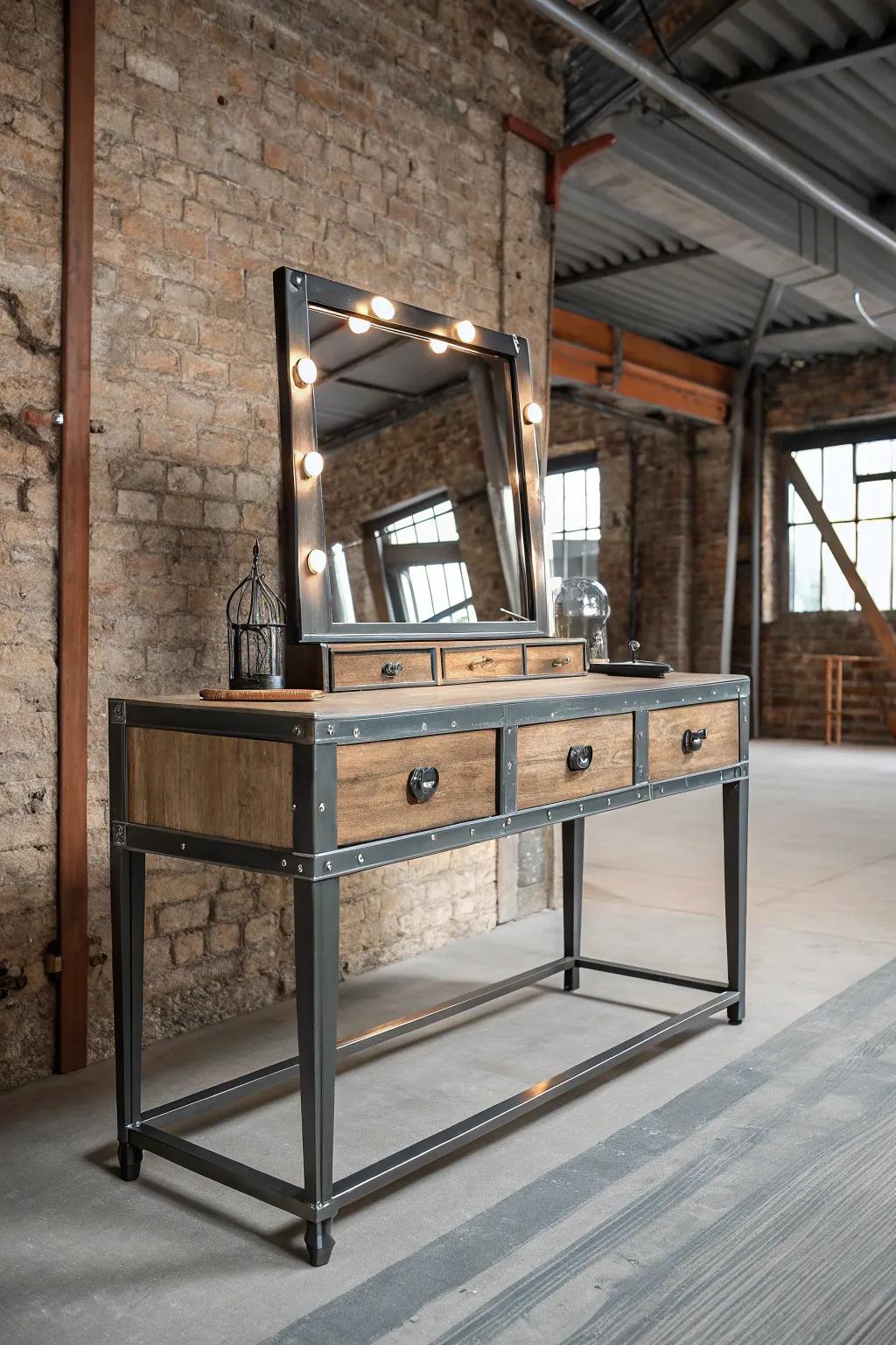 Add a touch of industrial charm with metal and wood accents.