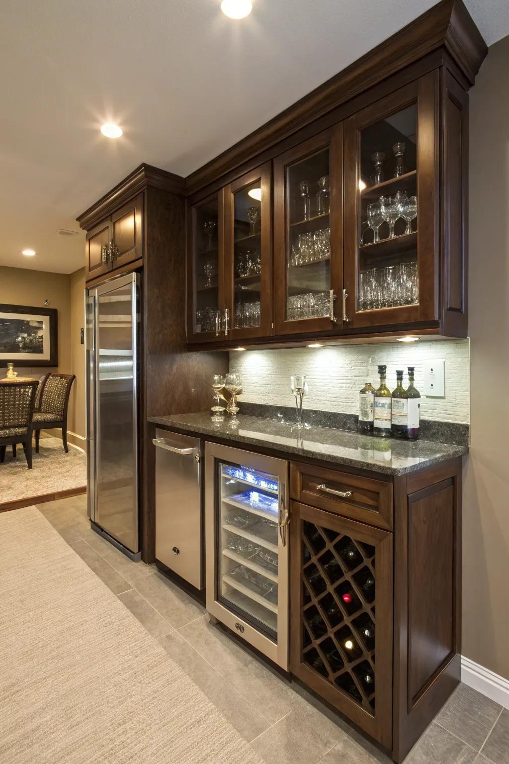 Small-scale refrigeration ensures your beverages are ideally chilled.