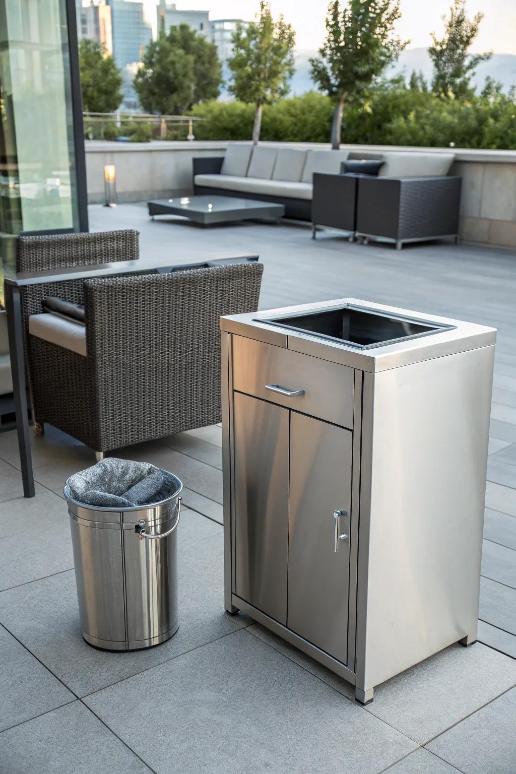 Metal lockers offer contemporary elegance and resilience.