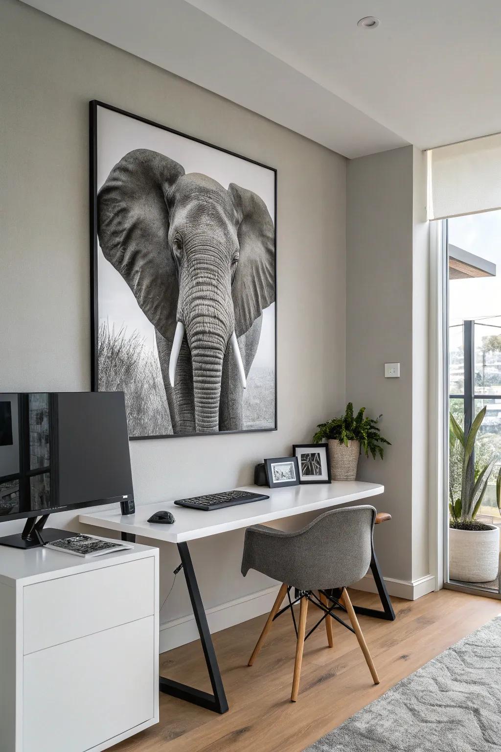 Single-tone pachyderm designs contribute subtle grace to any backdrop.