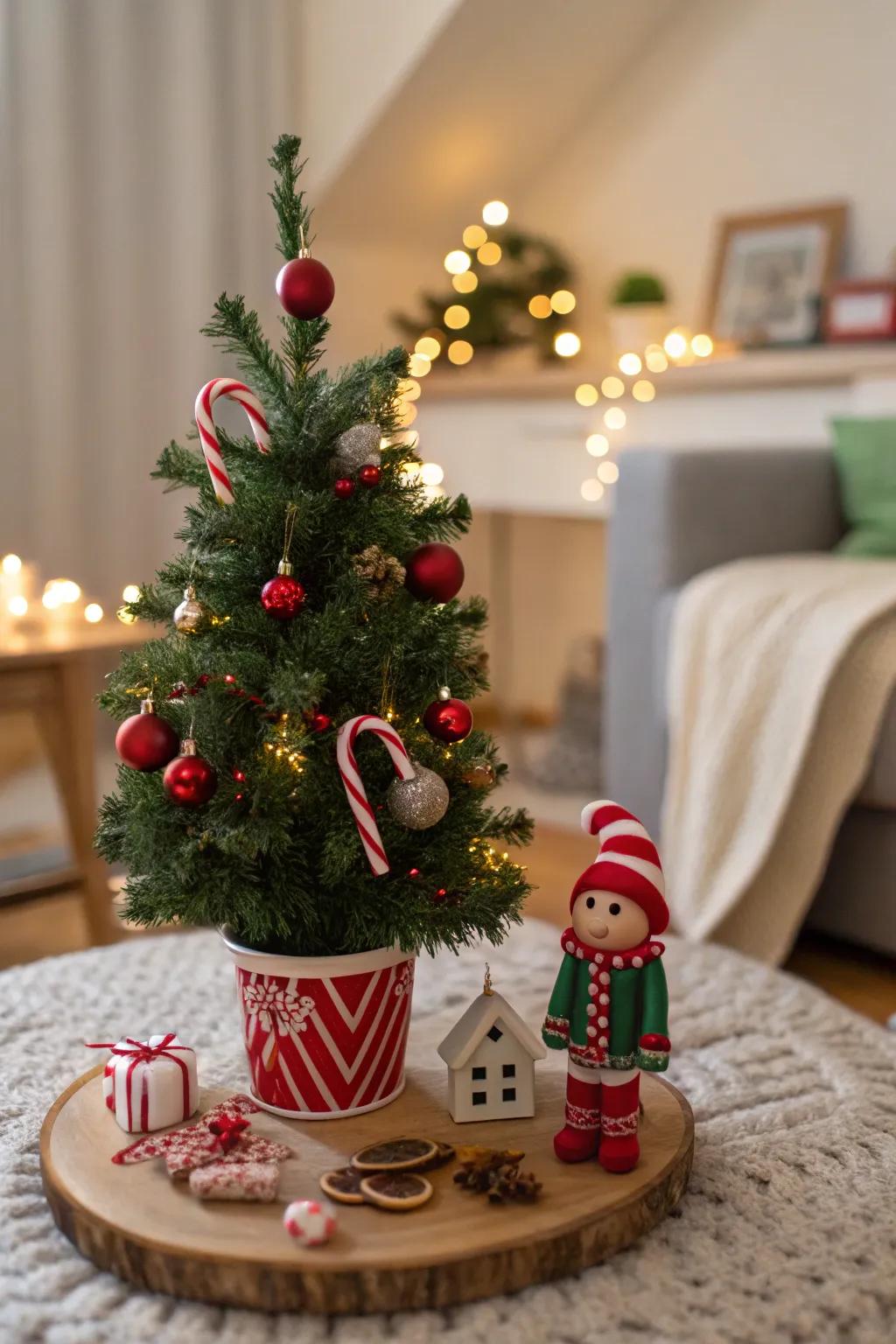 Change a small area into a whimsical mini Christmas scene.