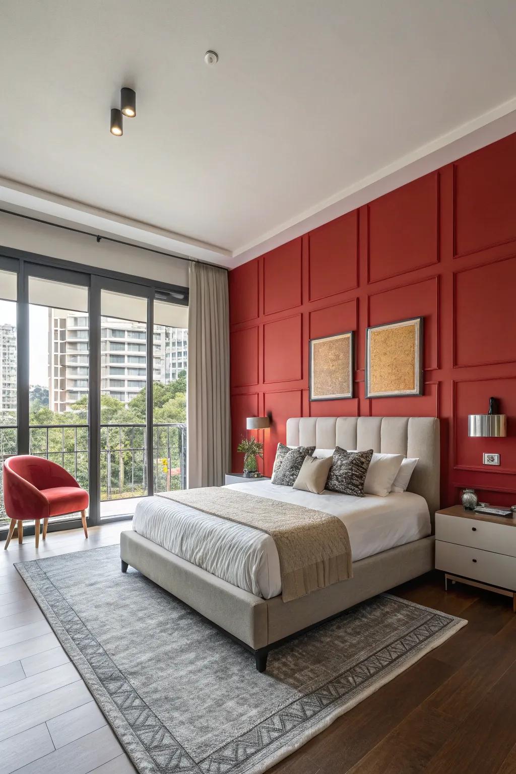 A captivating accent wall improving the room's aesthetics.