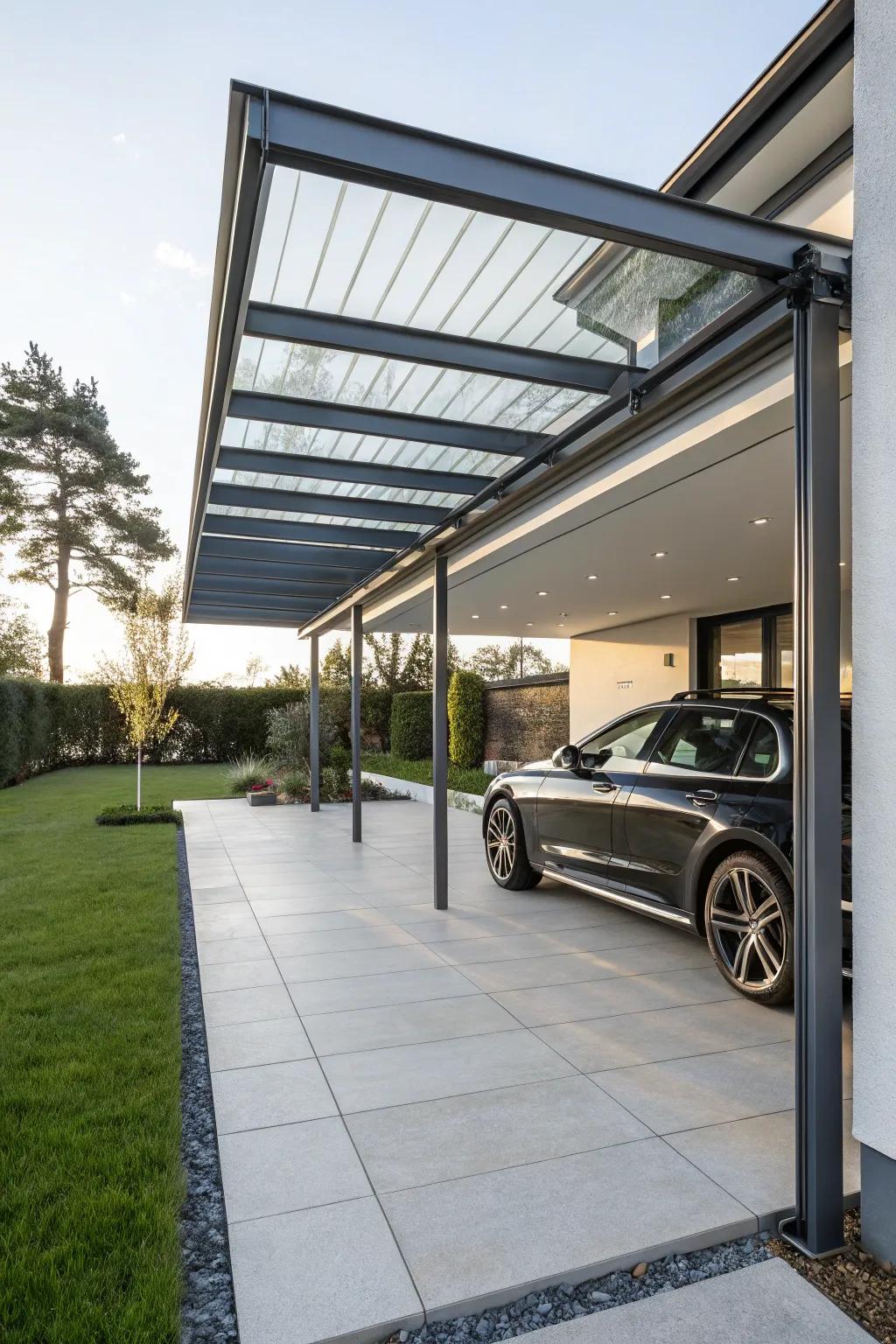 Metal frameworks are a contemporary and strong choice for your carport.