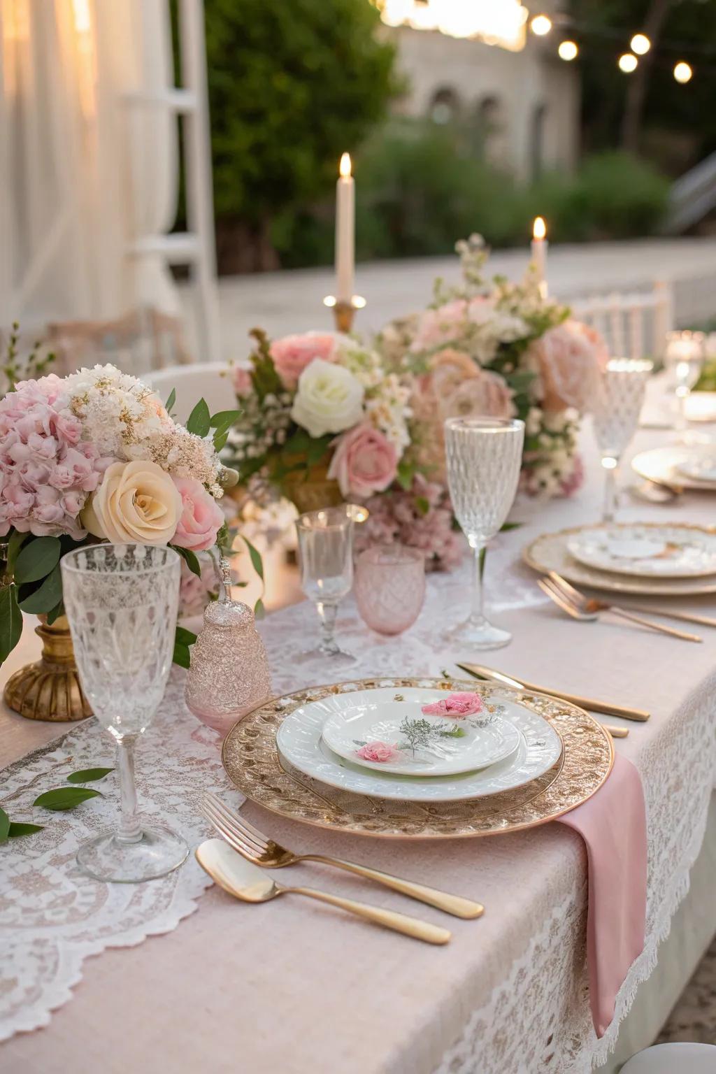 A harmonious pastel color scheme in a table setting.