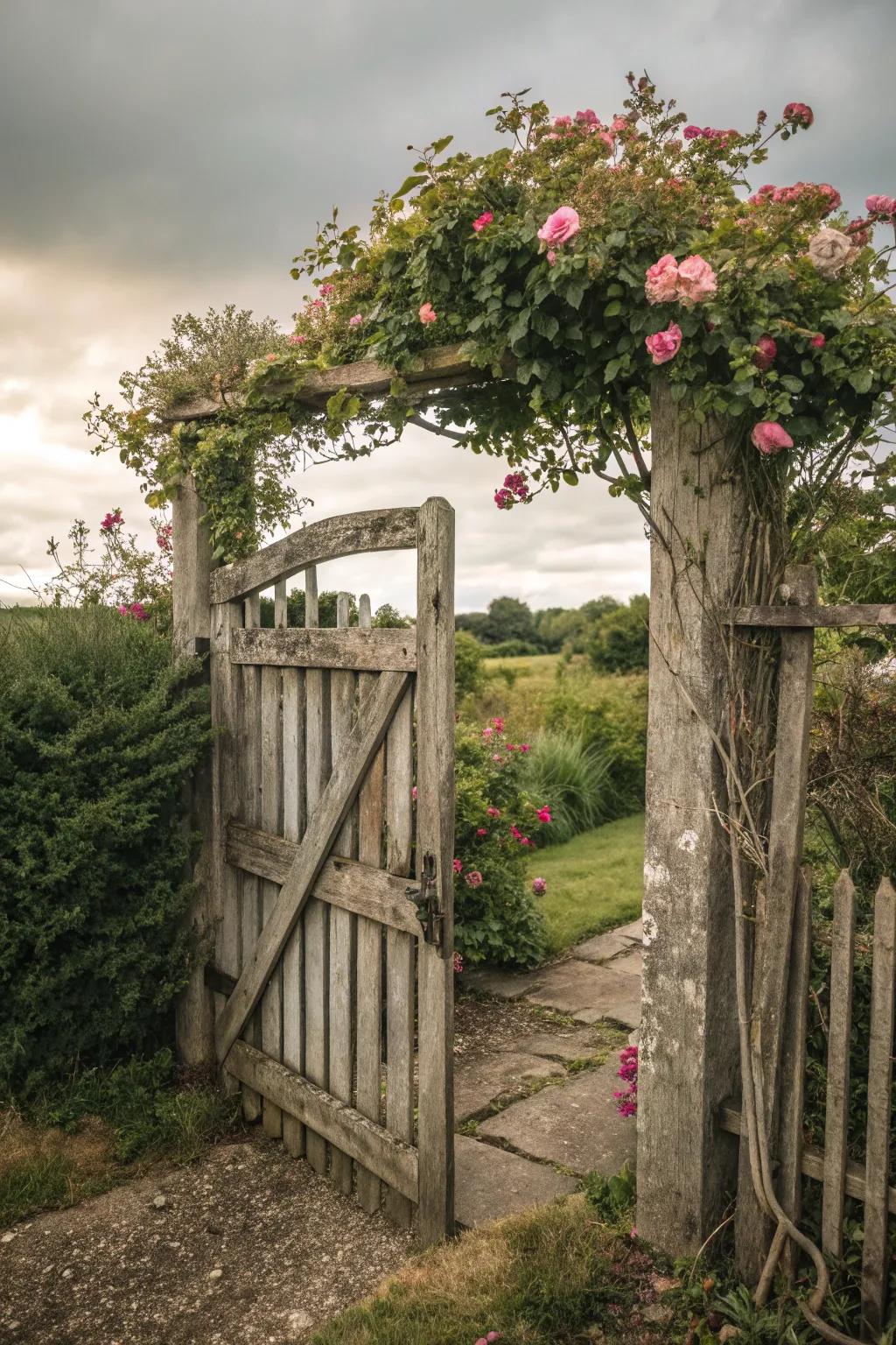 A nostalgic portal with rustic vintage appeal.