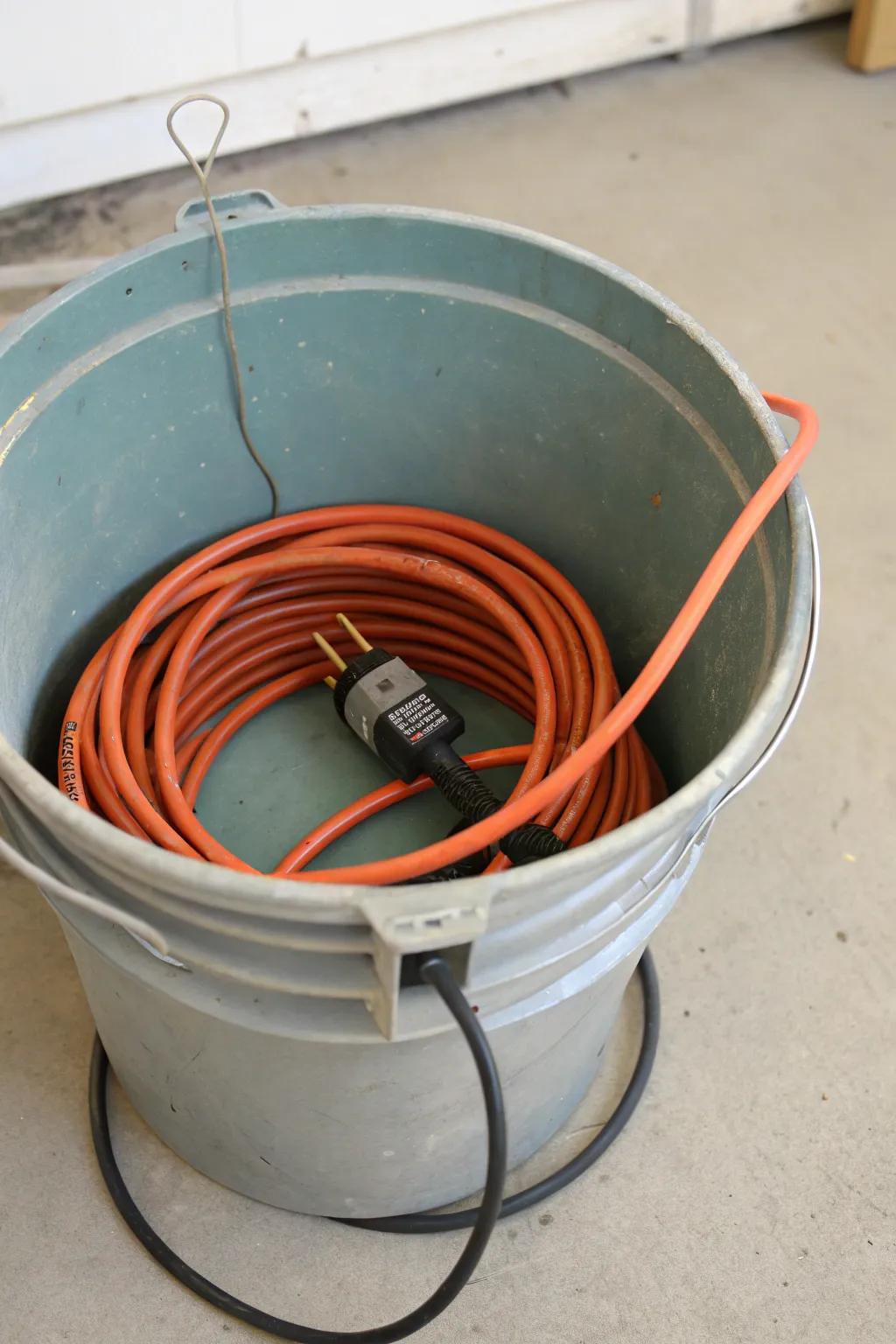 A unique DIY lead bucket provides storage that's neat and transportable.