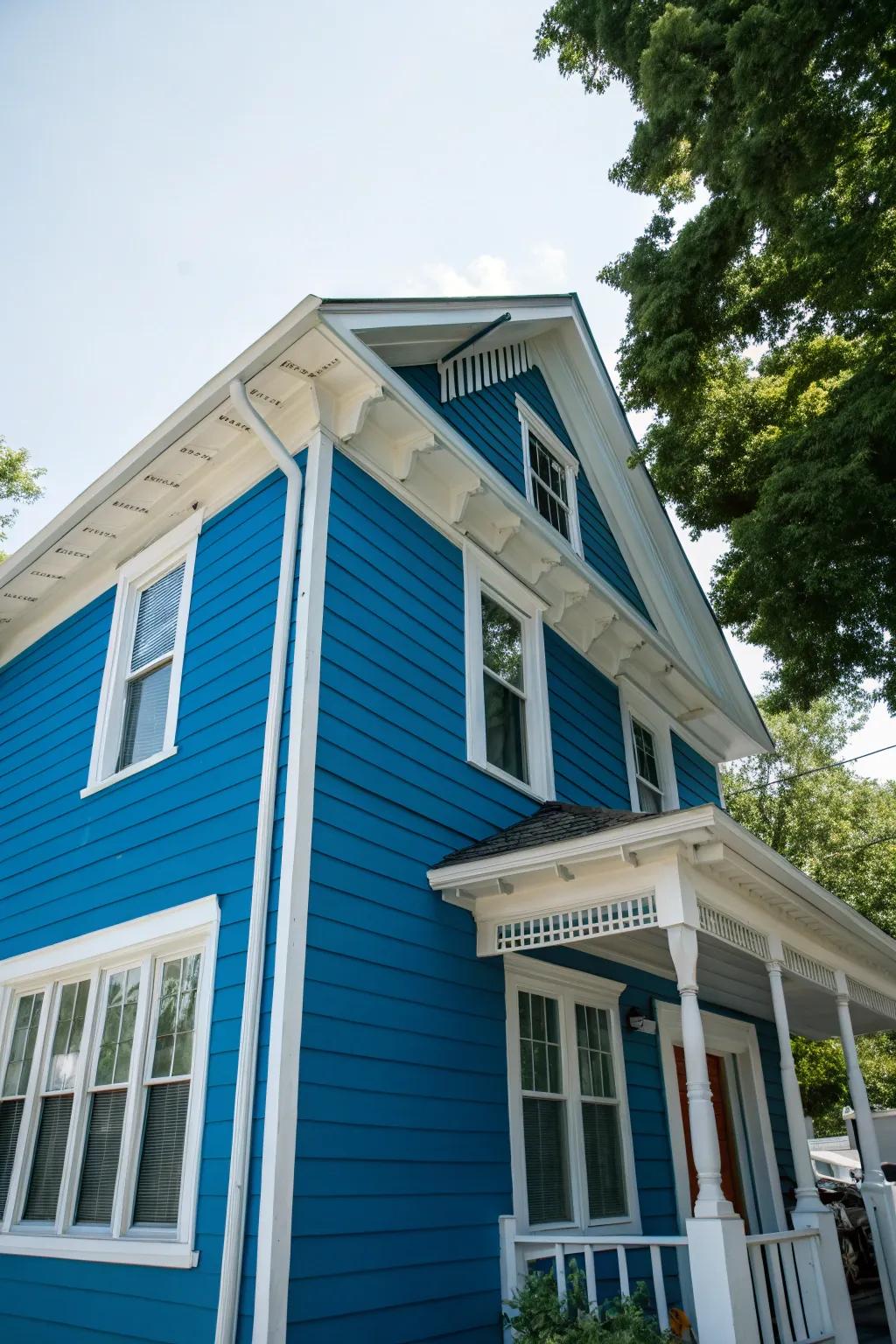 Bold blue exterior that catches the eye.