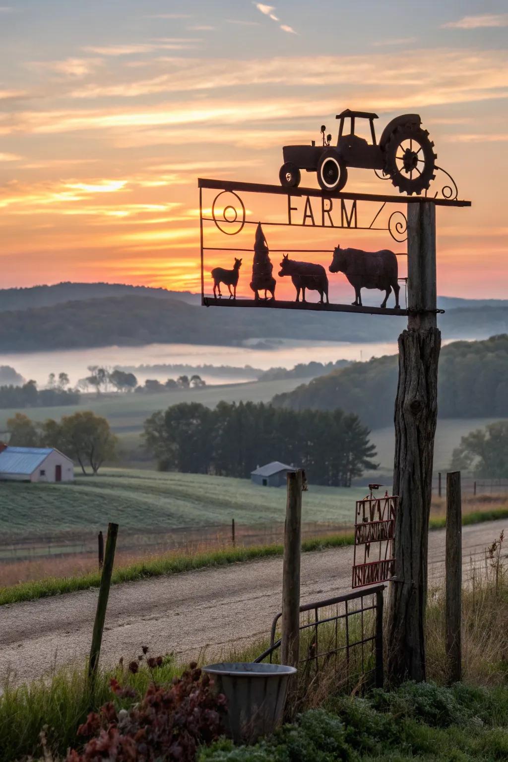 Outlines that emphasize the dynamic energy of farm life to the forefront.