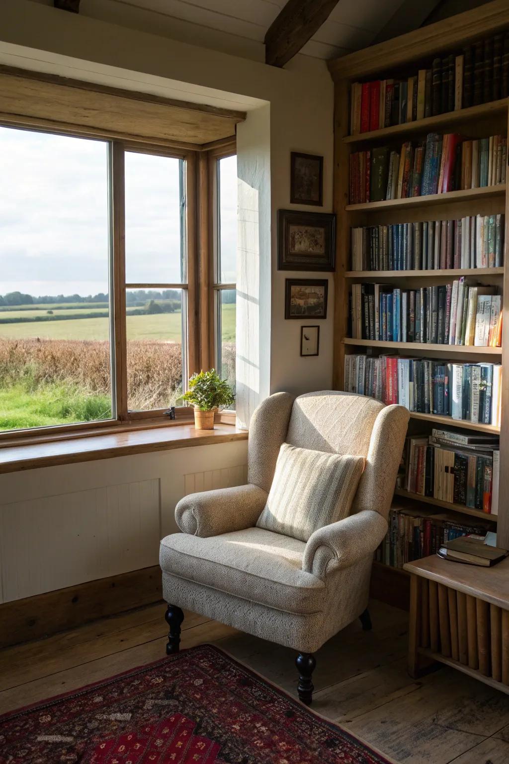 A comfy reading nook best for breaks and motivation.
