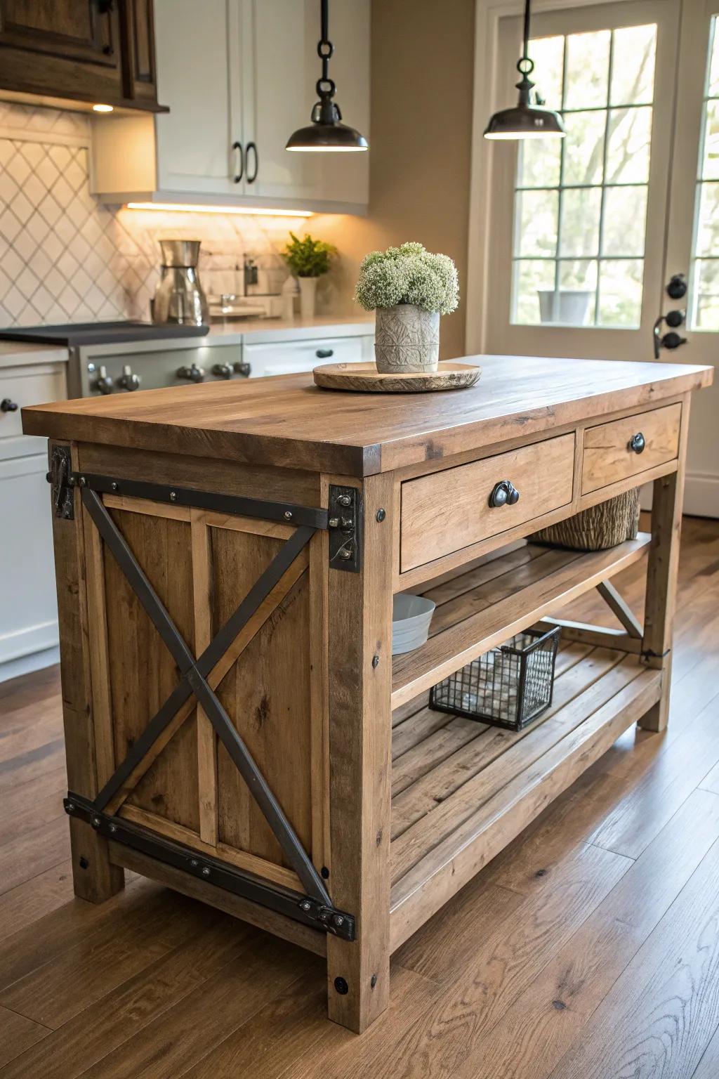 A fusion of timber and metal introduces a balanced, modern aspect to the country's warmth.