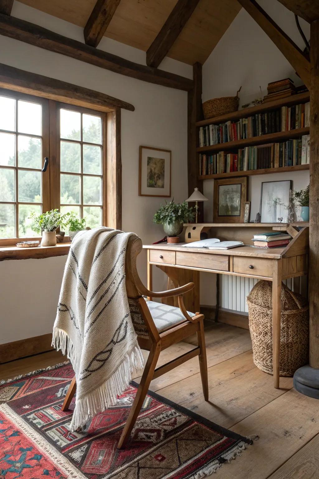 Soft rugs and throws apply feel and warmth.