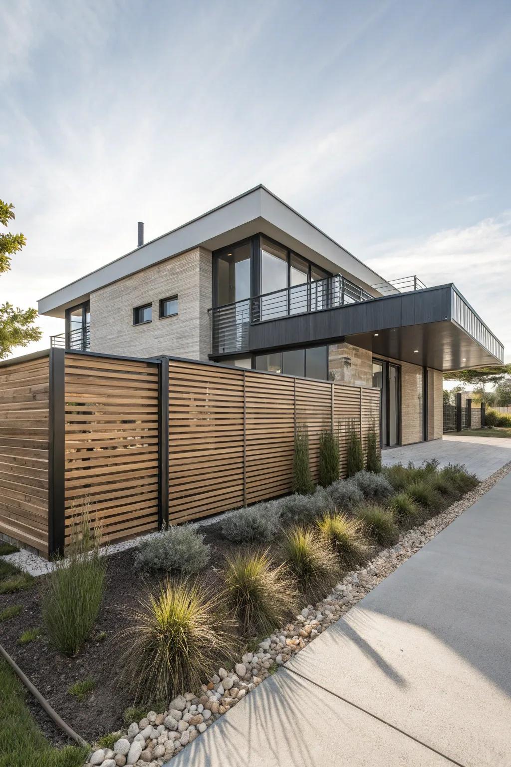 Streamlined even timber slabs provide a contemporary ambiance.