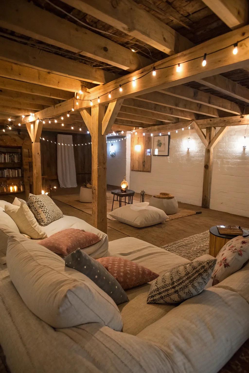 Relax in a cozy lounge retreat within your crawl space.