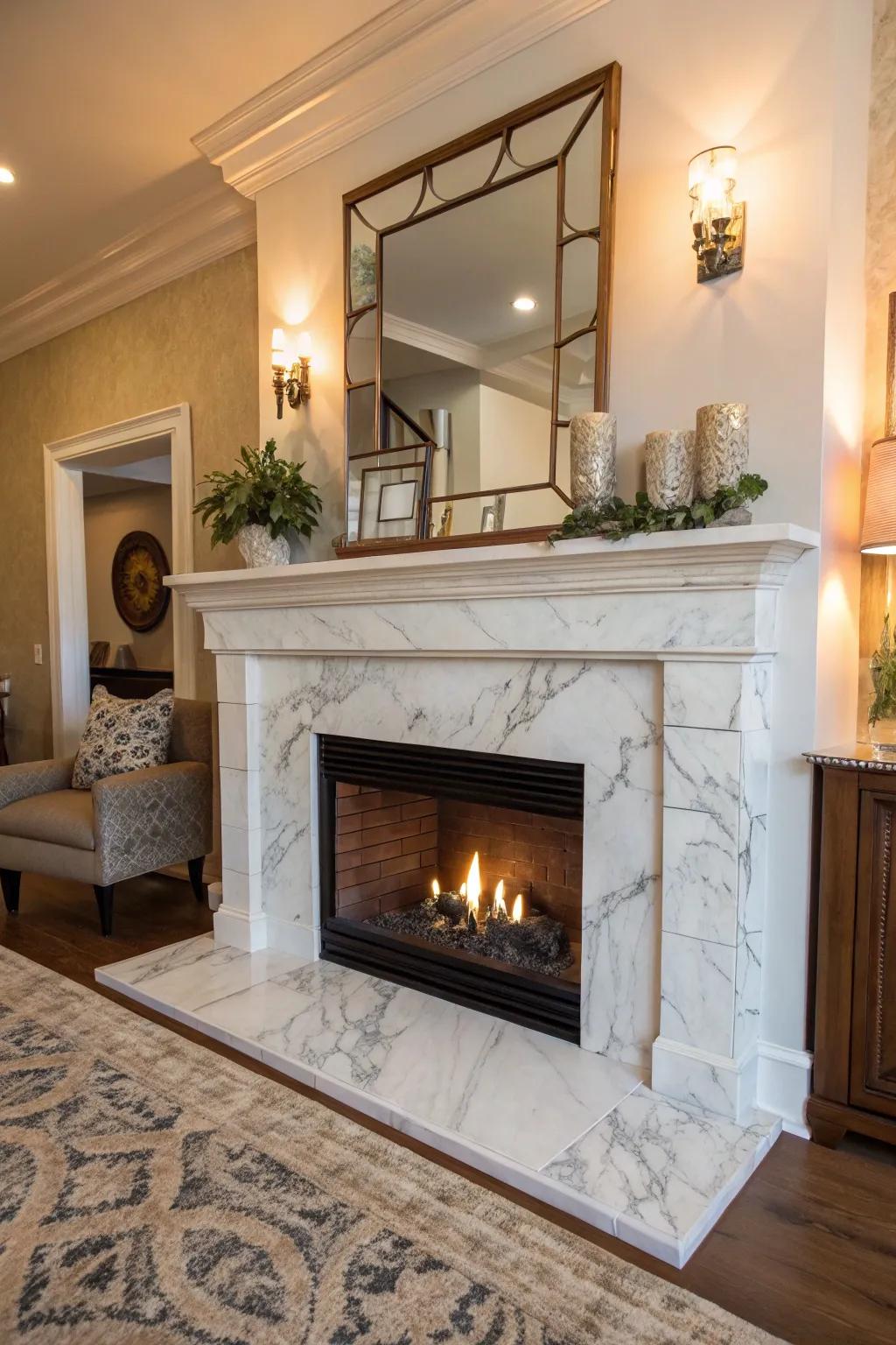 Elevate your area with a deluxe marble mantel.