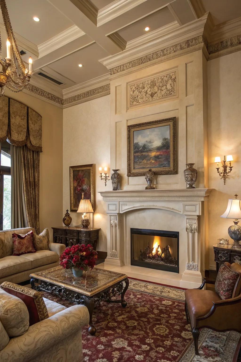 Crown shaping enhances dimension and majesty for your fireplace.
