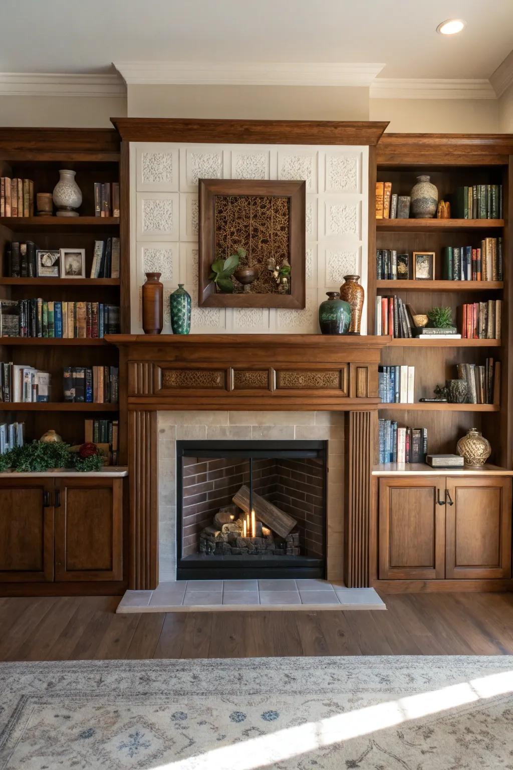 Built-in shelves add both style and storage.