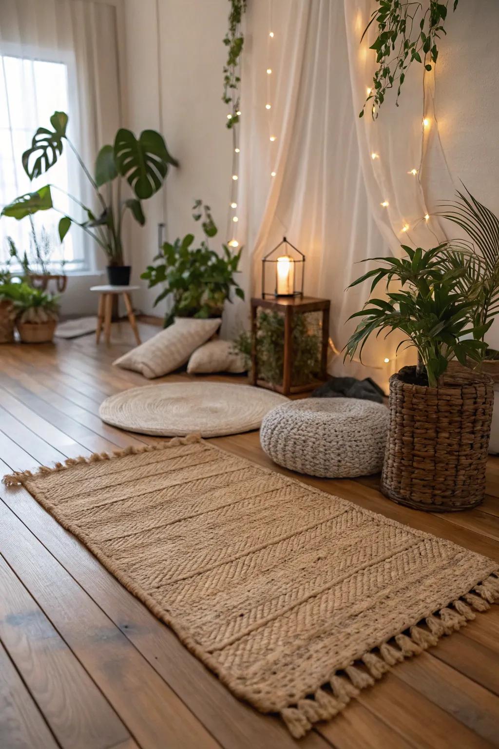 Natural fiber mats give warmth and texture to any room, resulting in a very down-to-earth style.