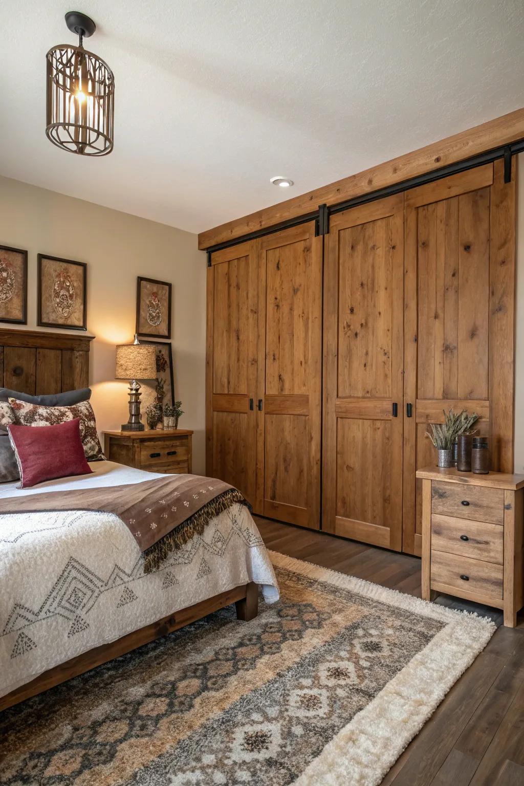 Wooden panels bring a classic, homey feel to your closet.