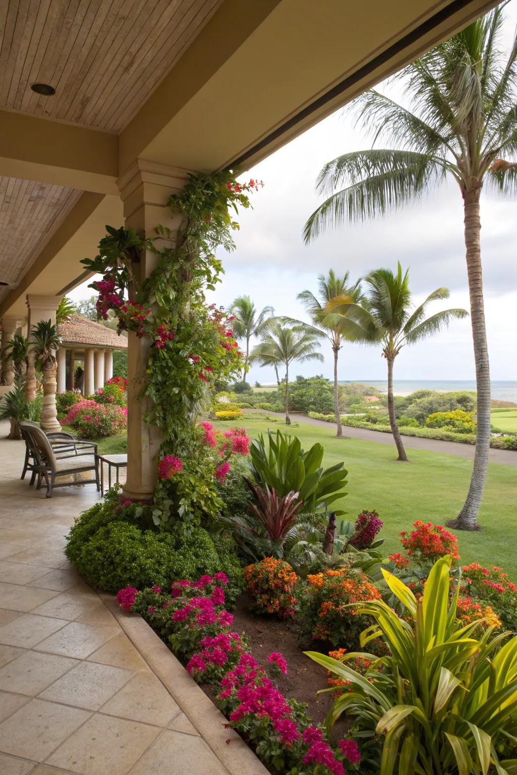 Amplify your lanai's natural charm with abundant greenery.