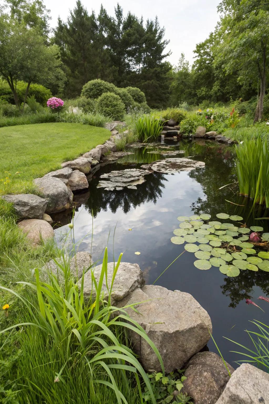 A tranquil garden pond, perfect for drawing wildlife.