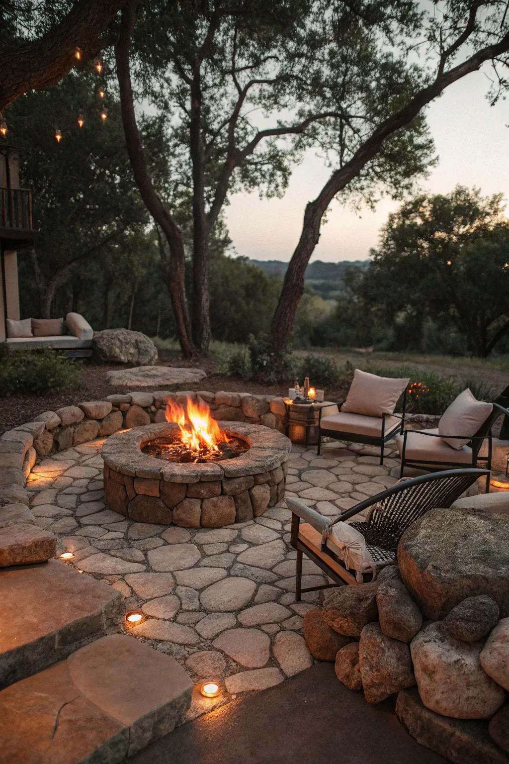 A captivating fire pit ideal for nights with friends.