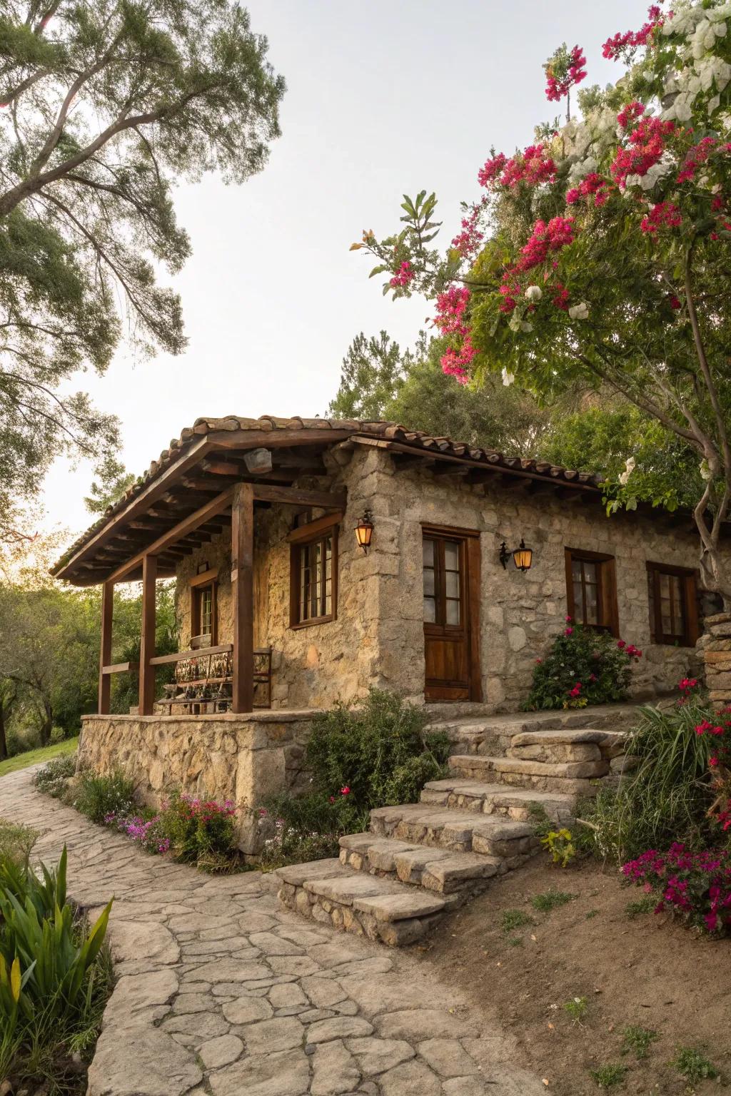 Colors inspired by stone mix wonderfully with outdoor settings.