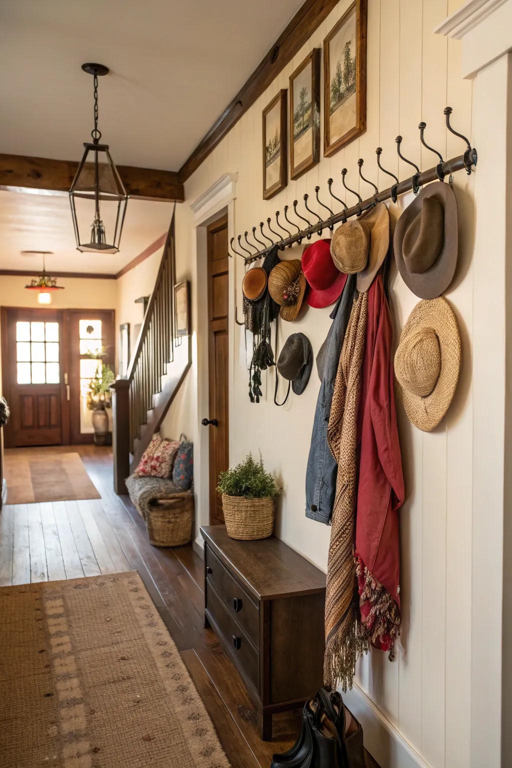 Stylish wall hooks merge function with beauty.
