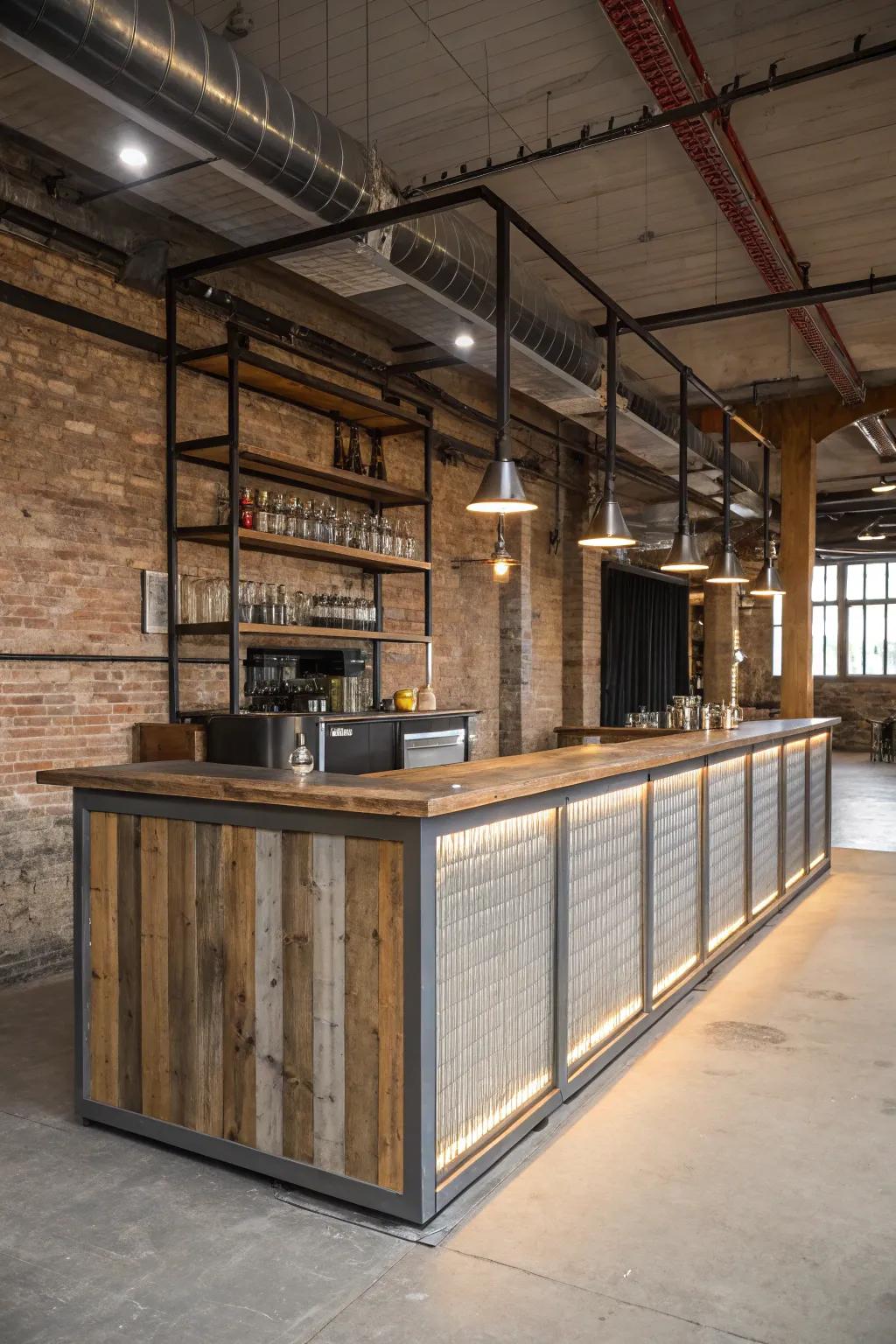 A factory-style bar giving a modern metropolitan vibe to every home.