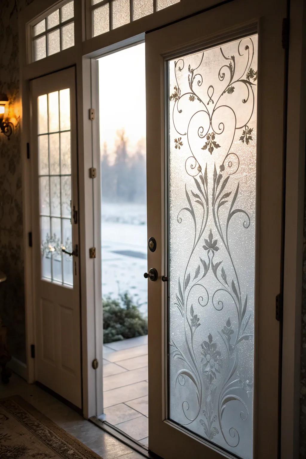 Obscured glass ensures privacy without diminishing natural illumination.