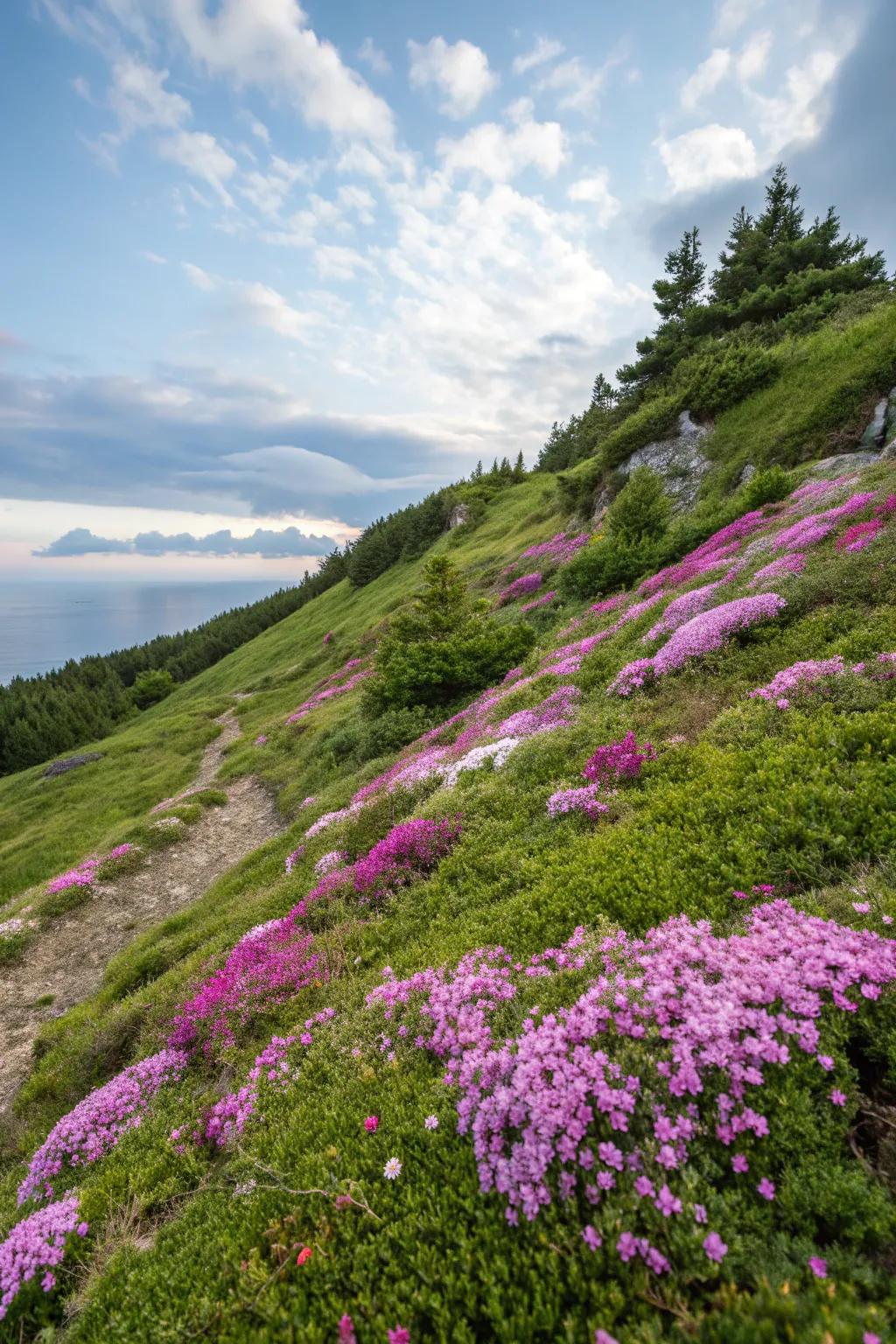 Vibrant ground covering introduces liveliness and controls soil erosion effortlessly.