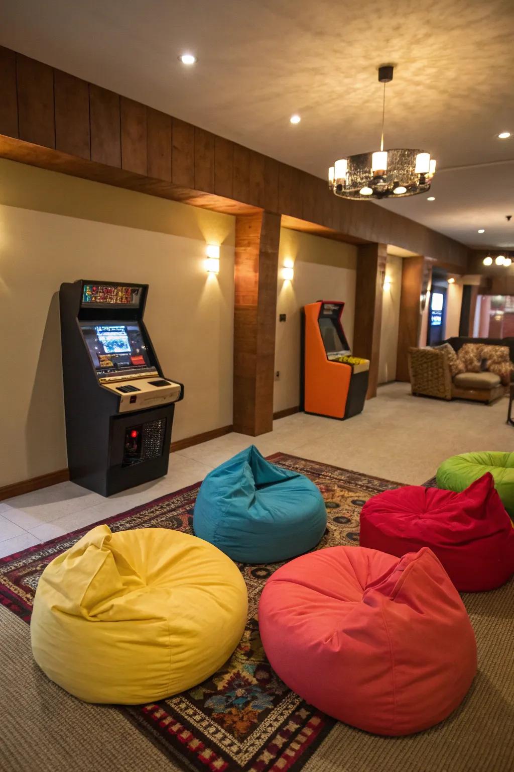 Relaxing cushions that give a fun feel to your game room.