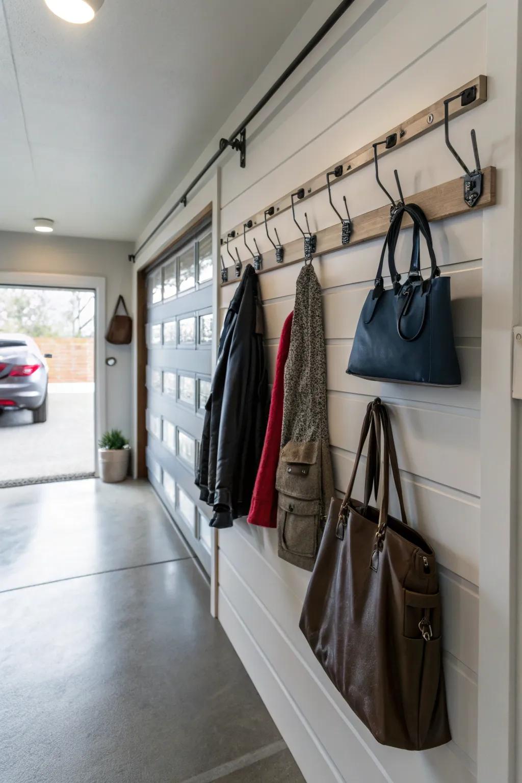 Hooks keep your entryway organized and items within easy reach.