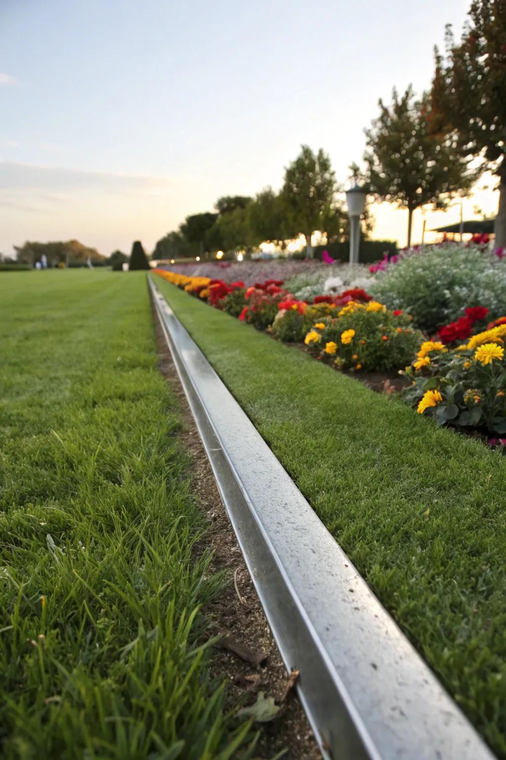 Metal edging offers a sleek and modern garden aesthetic.