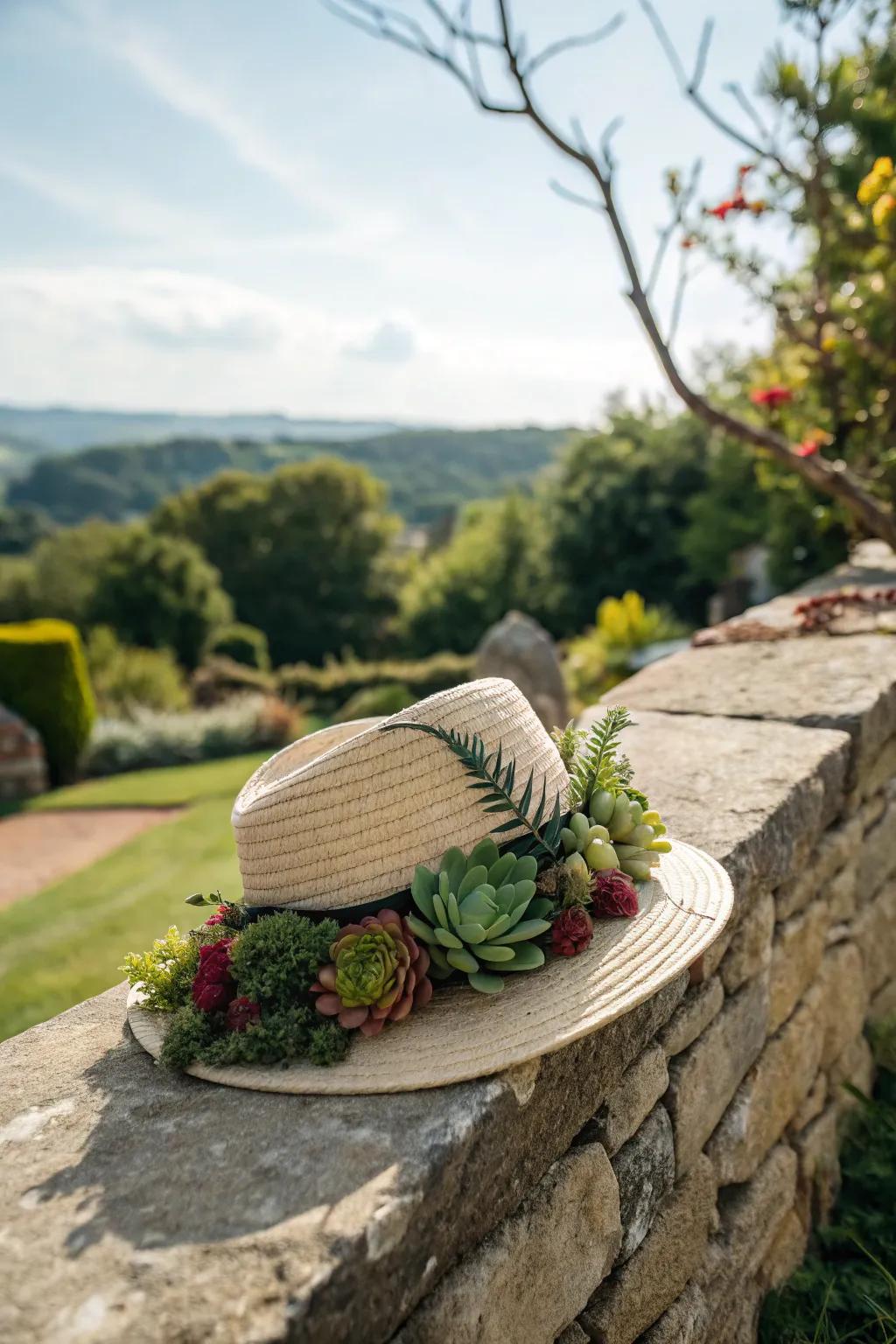 A succulent sensation hat offering a modern touch.