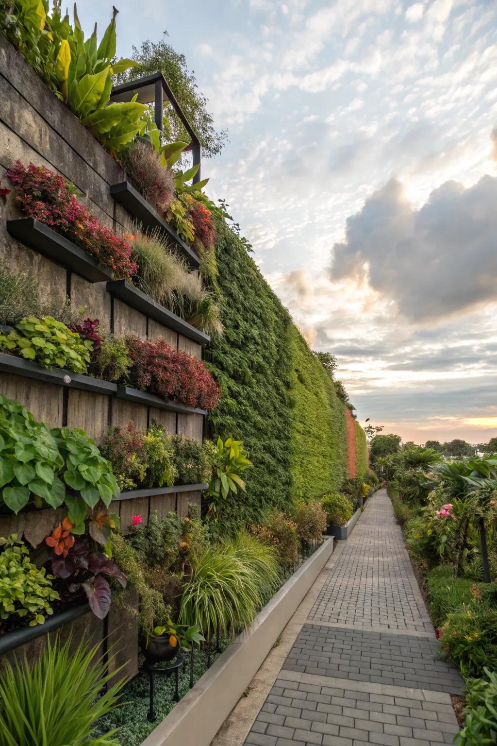 Vertical gardens utilize space efficiently while boosting visual interest.
