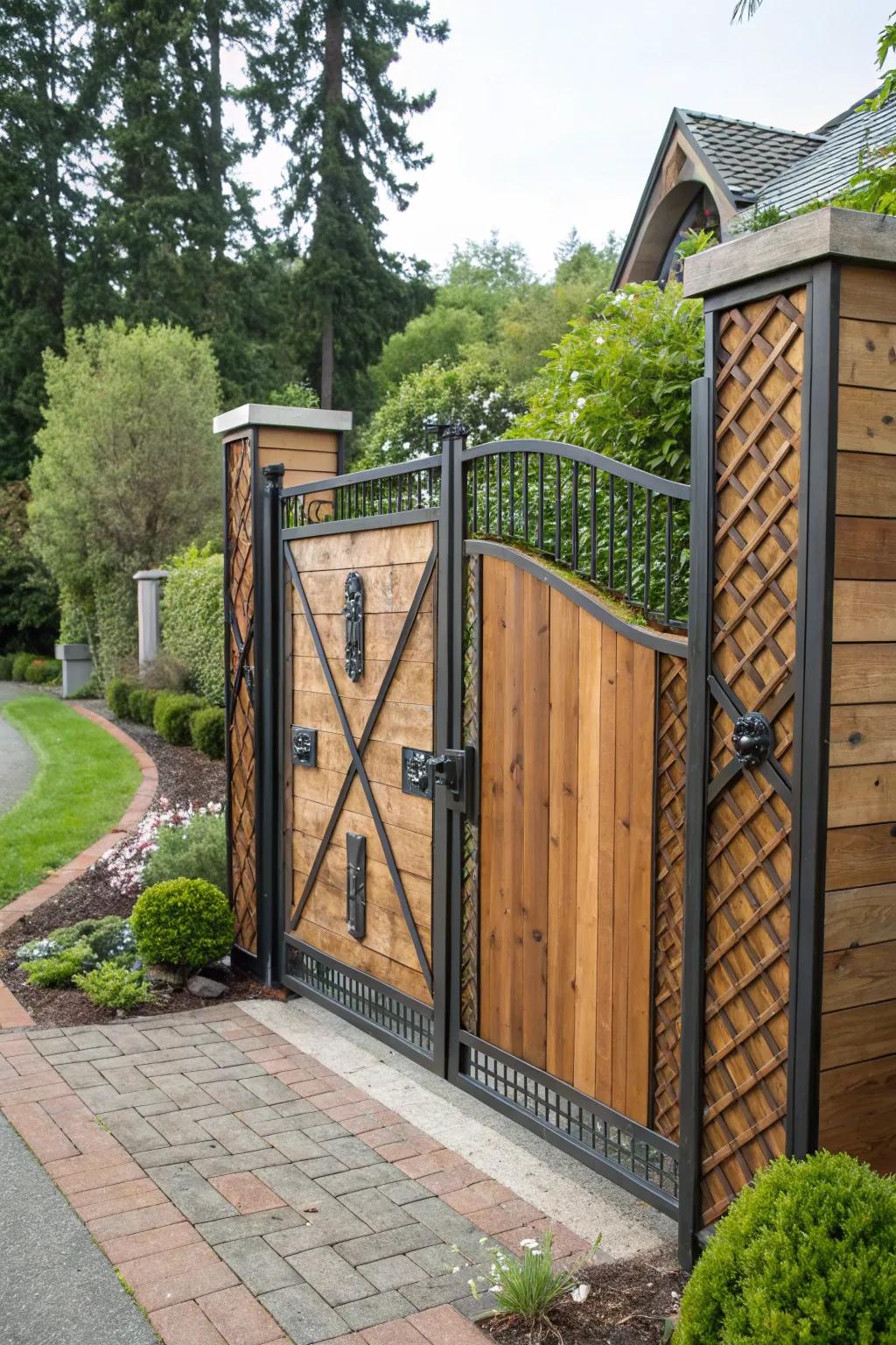 The flawless mix of wood and metal for a striking entryway.